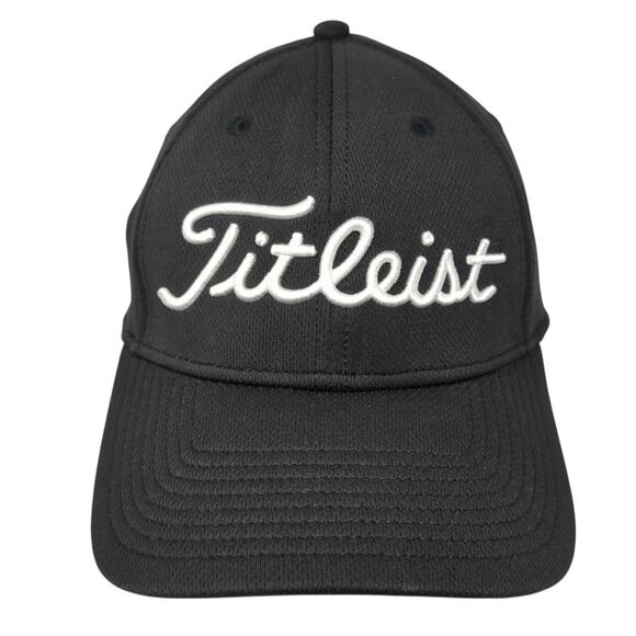 Titleist by New Era Fitted Baseball Hat Solid Black Large Embroidered - Picture 1 of 9